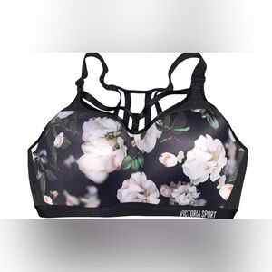 Victoria's Secret Black Floral Sports Bra Size 34DD Extra Support